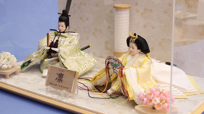 雛人形ケース飾 京十三番パステル唐草親王　白桜ケース　おひな様