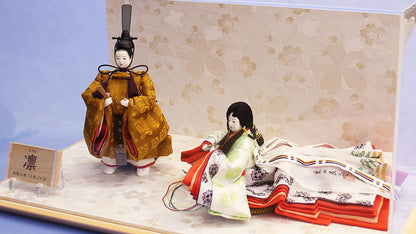 雛人形ケース飾り 柴田家千代　平安雛　白桜ケース　おひな様