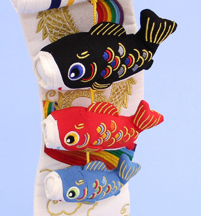 Banderole carpe suspendue, hauteur 52 cm, Shoshin (mini), avec tapisserie arc-en-ciel et dragon