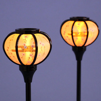 Lanterne poupée Hina (résine) 21 cm Petite fleur de cerisier LED sans fil Peinture noire