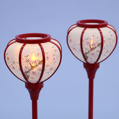 Lanterne poupée Hina (résine) 24 cm 20 p LED vermillon sans fil