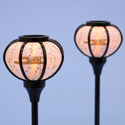 Lanterne poupée Hina (résine) 21 cm Petite fleur de cerisier LED sans fil Peinture noire