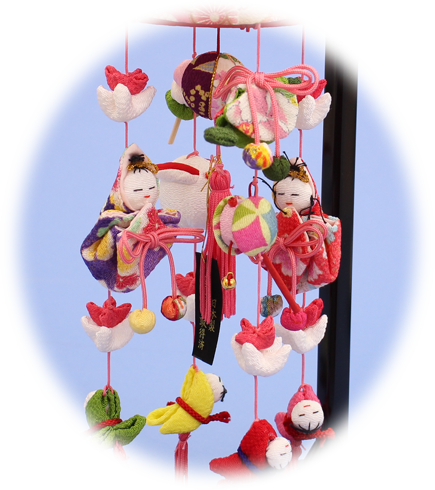 つるし雛ケース飾り 高さ40cm 8号ももか 白桜　アクリルケース入りの可愛いコンパクトサイズ