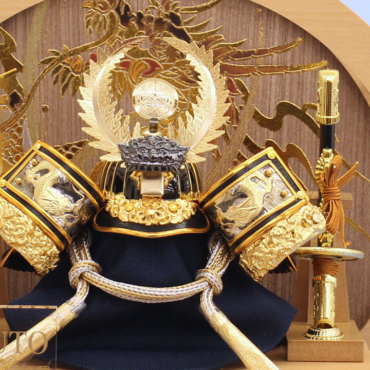 May poupée casque étui décoration hauteur 29.5 cm Tokugawa Ieyasu casque grain de kimekomi forme ronde