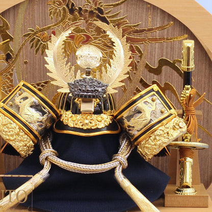 May poupée casque étui décoration hauteur 29.5 cm Tokugawa Ieyasu casque grain de kimekomi forme ronde